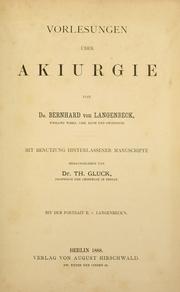 Cover of: Vorlesungen über Akiurgie.