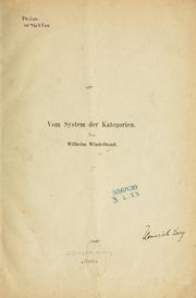 Cover of: Vom System der Kategorien by W. Windelband