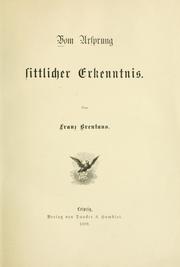 Cover of: Vom Ursprung sittlicher Erkenntnis