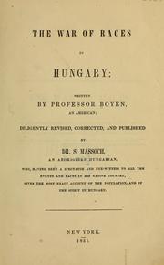 Cover of: The war of races in Hungary.