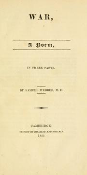 Cover of: War: a poem, in three parts.