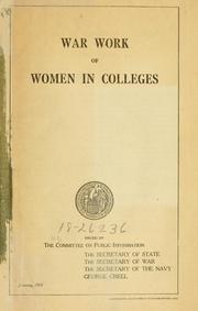 Cover of: War work of women in colleges