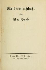 Cover of: Weiberwirtschaft by Brod, Max