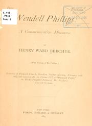Cover of: Wendell Phillips: a commemorative discourse.