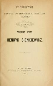 Cover of: Wiek 19 [i.e. dziewitnasty] by Stanisław Tarnowski