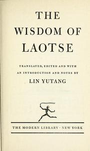 Cover of: The wisdom of Laotse