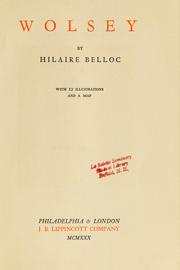 Cover of: Wolsey. by Hilaire Belloc, Hilaire Belloc