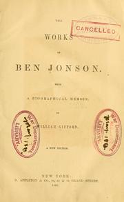 Cover of: The works of Ben Jonson. by Ben Jonson