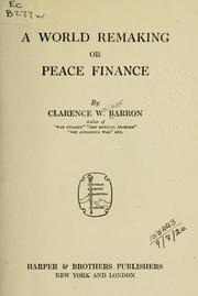 Cover of: A world remaking or peace finance