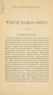 Writ of habeas corpus by Henry Dutton