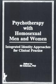 Cover of: Psychotherapy With Homosexual Men and Women by Eli Coleman