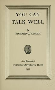 Cover of: You can talk well by Richard Cranston Reager