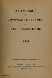 Cover of: Zeitschrift für ägyptische Sprache und Altertumskunde by Heinrich Karl Brugsch