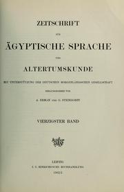 Cover of: Zeitschrift für ägyptische Sprache und Altertumskunde by Heinrich Karl Brugsch