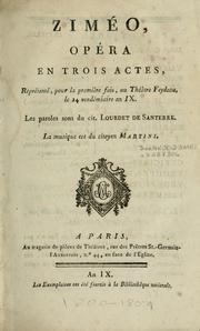 Cover of: Ziméo: opéra en trois actes