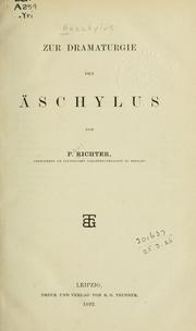 Cover of: Zur Dramaturgie des Äschylus