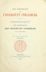 Cover of: Zur Geschichte der Universitaet Strassburg by August Schricker