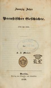 Cover of: Zwanzig Jahre Preussischer Geschichte: 1786 bis 1806