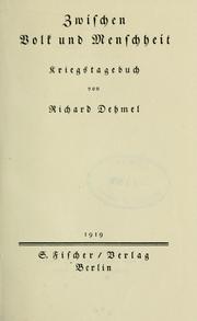 Cover of: Zwischen Volk und Menschheit: Kriegstagebuch