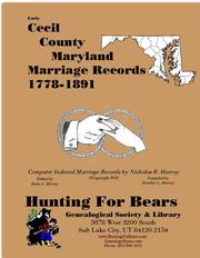 Cover of: Cecil Co MD Marriages 1778-1891 by 