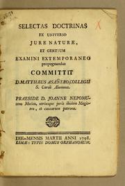 Cover of: Selectas doctrinas ex universo jure naturae, et gentium by Mateo Asañero
