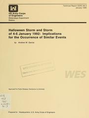 Cover of: Halloween storm and storm of 4-5 January 1992: implications for the occurrence of similar events