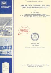 Cover of: Annual data summary for 1980, CERC field research facility