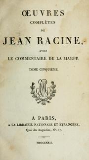 Cover of: Oeuvres complètes de Jean Racine by Jean Racine