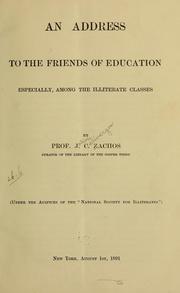 Cover of: An address to the friends of education especially among the illiterate classes