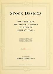Cover of: Stock designs of page borders, top folio headings, tail-pieces, display pages ... by Benson printing company, Nashville