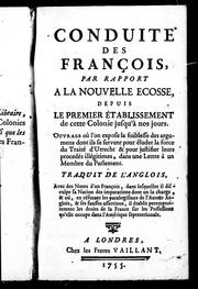 Cover of: Conduite des françois par rapport à la Nouvelle Ecosse depuis le premier établissement de cette colonie jusqu'à nos jours by Thomas Jefferys
