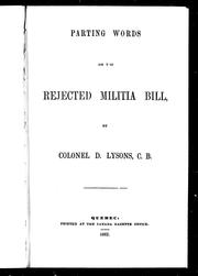 Cover of: Parting words on the rejected militia bill