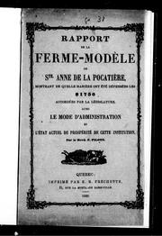 Cover of: Rapport de la ferme-modèle de Ste Anne de la Pocatière by François Pilote