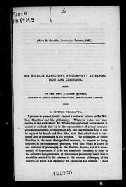 Cover of: Sir William Hamilton's philosophy