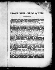 Cover of: L'école militaire de Québec