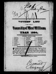 Cover of: Voters' list of the township of West Williams: year 1884