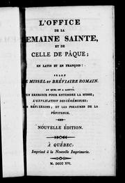 Cover of: L'office de la Semaine sainte et de celle de Ppque by Catholic Church
