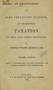 Cover of: An examination of some prevailing opinions | George Warde Norman