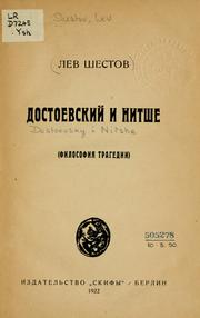 Cover of: Dostoevskiĭ i Nitshe by Lev Shestov