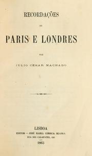 Cover of: Recordações de Paris e Londres