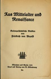 Cover of: Aus Mittelalter und Renaissance: kulturgeschichtliche Studien