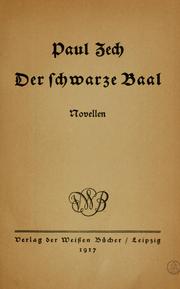 Cover of: Der schwarze Baal by Zech, Paul