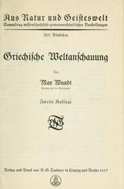 Cover of: Griechische Weltanschauung by Max Wundt