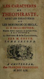 Cover of: Les caractère de Theophraste by Jean de La Bruyère