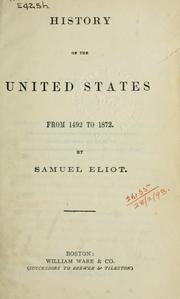 Cover of: History of the United States from 1492 to 1872