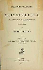 Cover of: Gottfried's von Strassburg Tristan by Gottfried von Strassburg