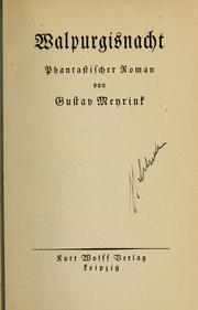 Cover of: Walpurgisnacht by Gustav Meyrink