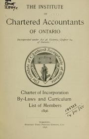 Cover of: Charter of incorporation by Institute of Chartered Accountants of Ontario