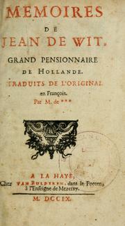 Cover of: Memoires de Jean de Wit by Johan de Witt