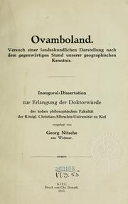 Cover of: Ovamboland: Versuch einer landeskundlichen Darstellung nach dem gegenwärtigen Stand unserer geographischen Kenntnis